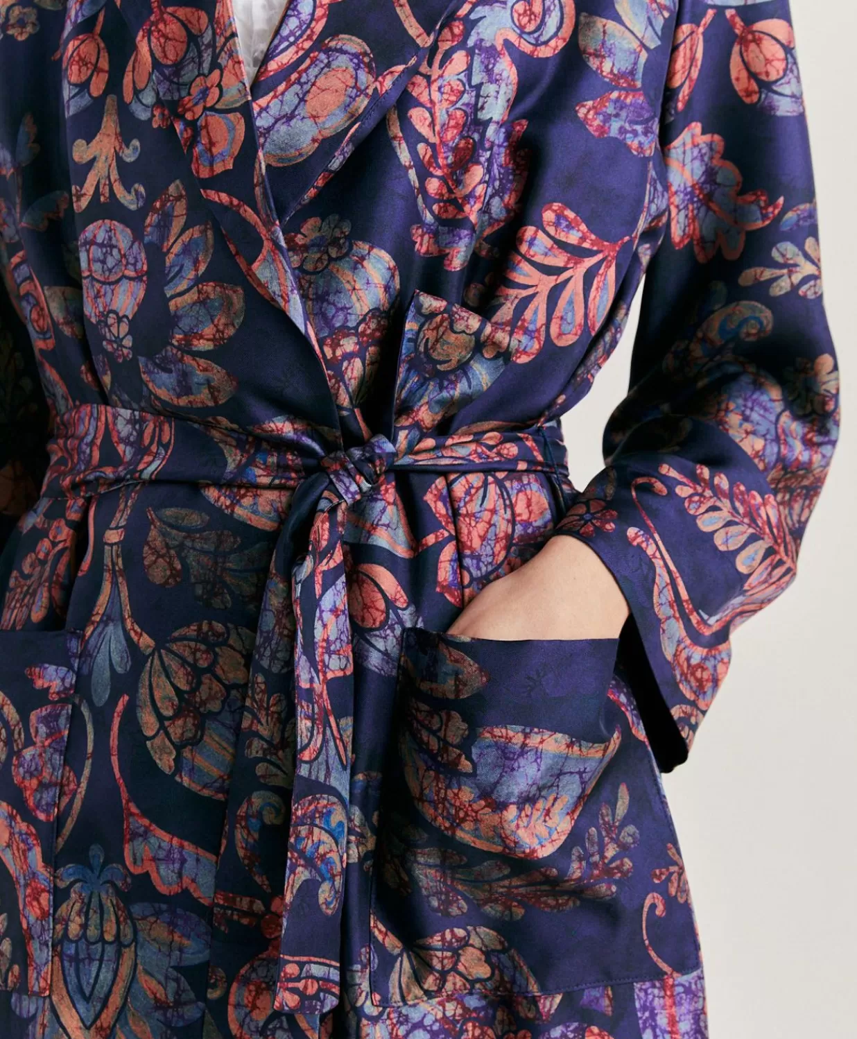 Momoni Trenchs Et Manteaux>Bados Trench-Coat En Serge De Soie - Multicolore Bleu Nuit