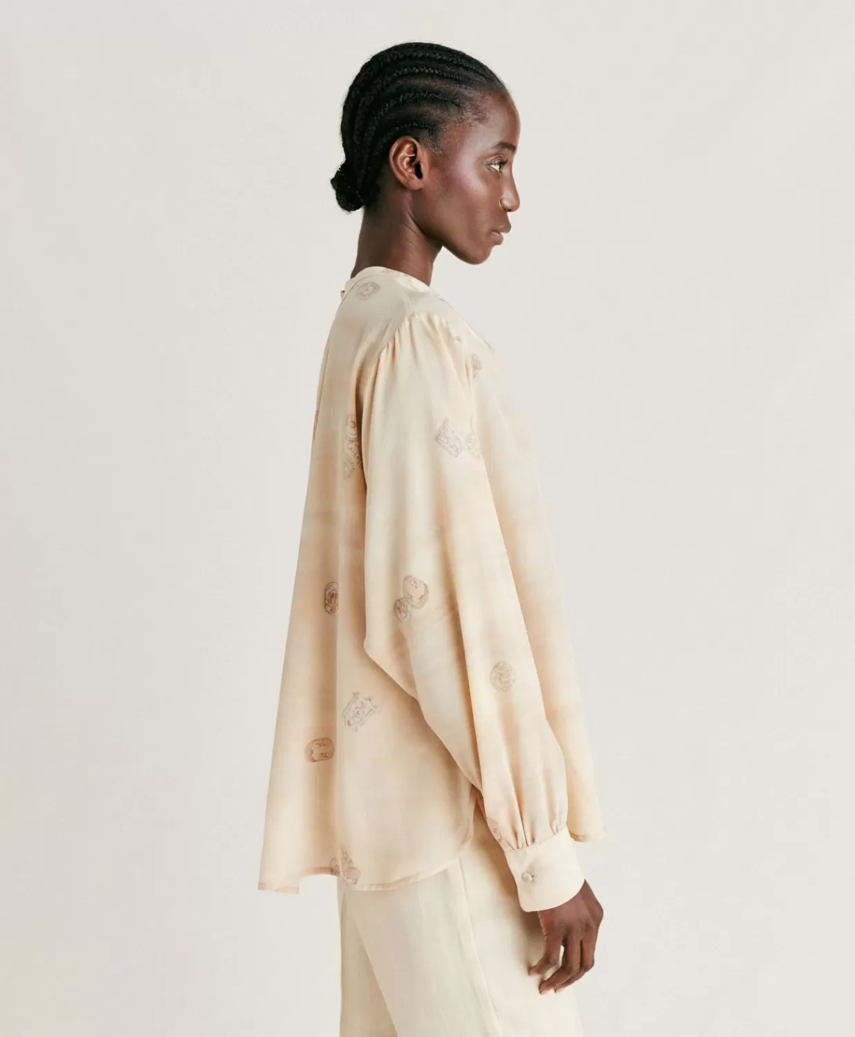 Momoni Chemisiers Et Chemises>Blouse Alisha En Crepe De Chine - Beige Multicolore