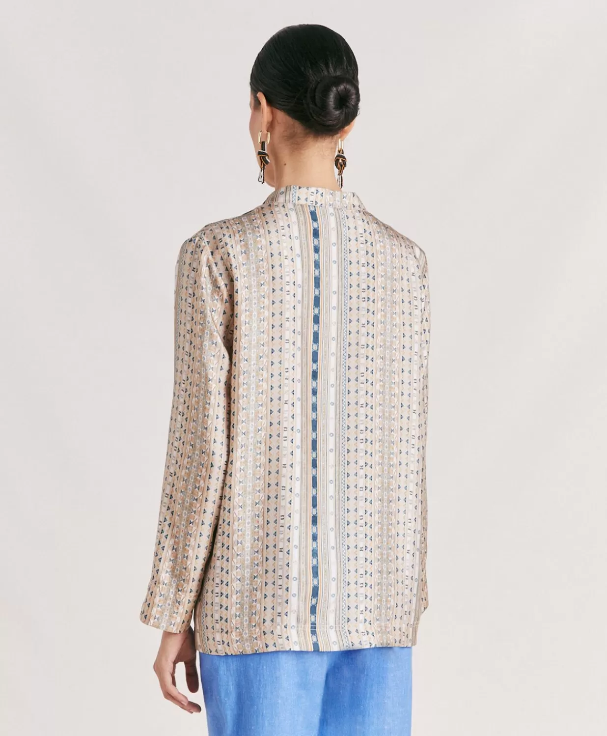 Momoni Chemisiers Et Chemises>Blouse Ambroise En Serge De Soie - Sable Multicolore