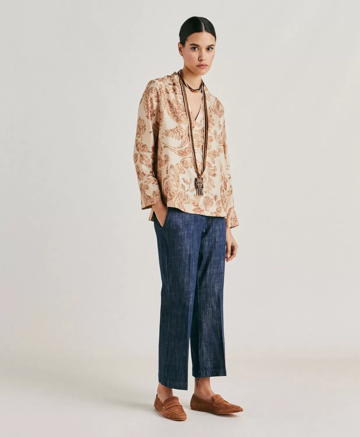 Momoni Chemisiers Et Chemises>Blouse Ambroise En Twill De Soie - Poudre Multicolore