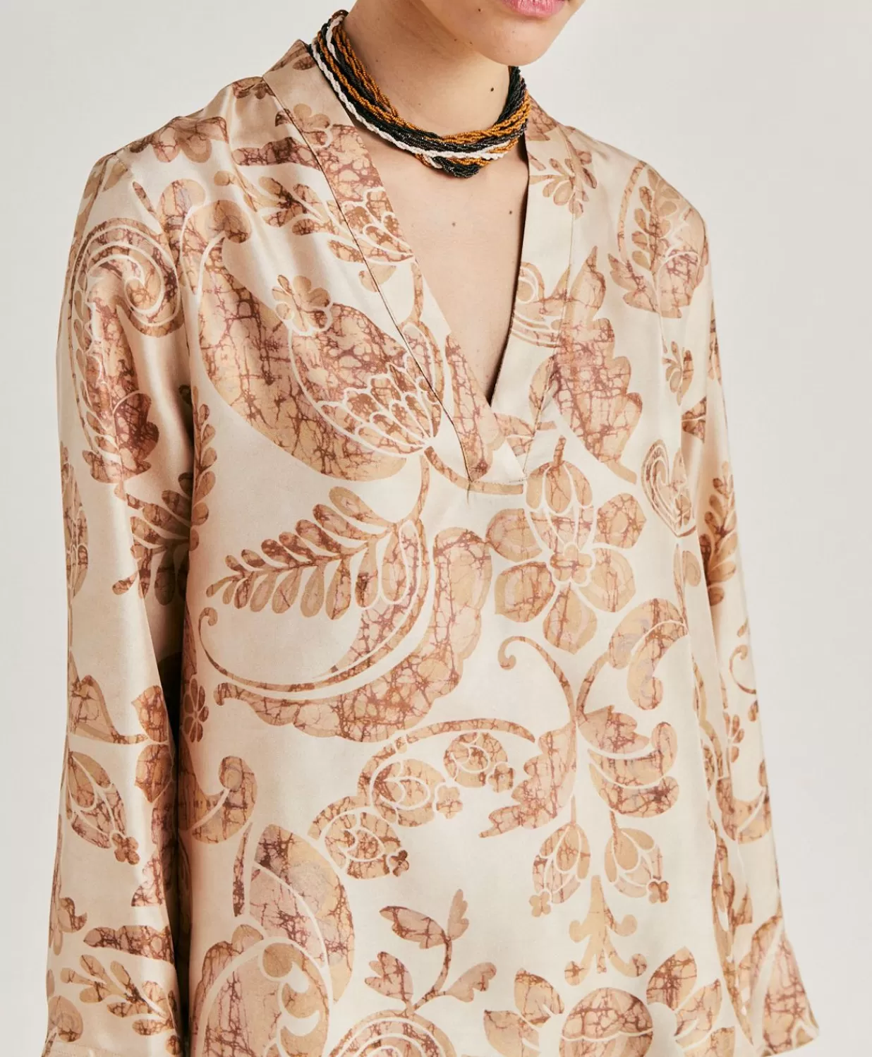 Momoni Chemisiers Et Chemises>Blouse Ambroise En Twill De Soie - Poudre Multicolore