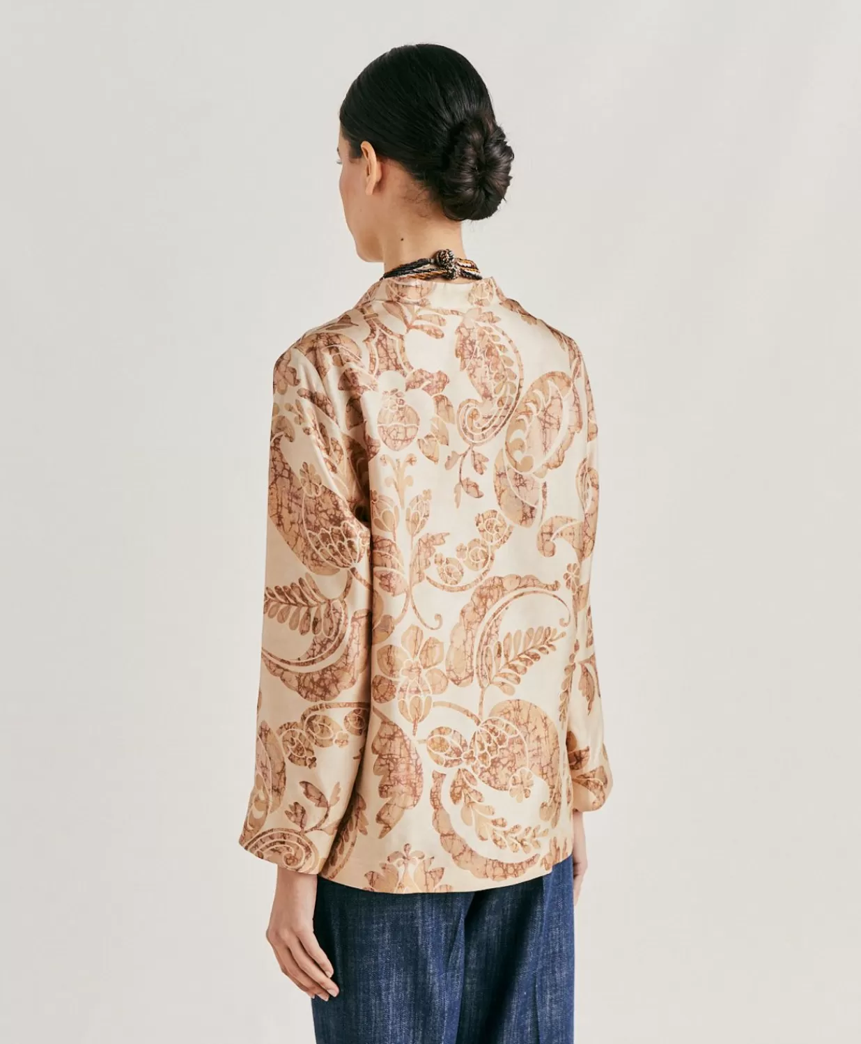 Momoni Chemisiers Et Chemises>Blouse Ambroise En Twill De Soie - Poudre Multicolore