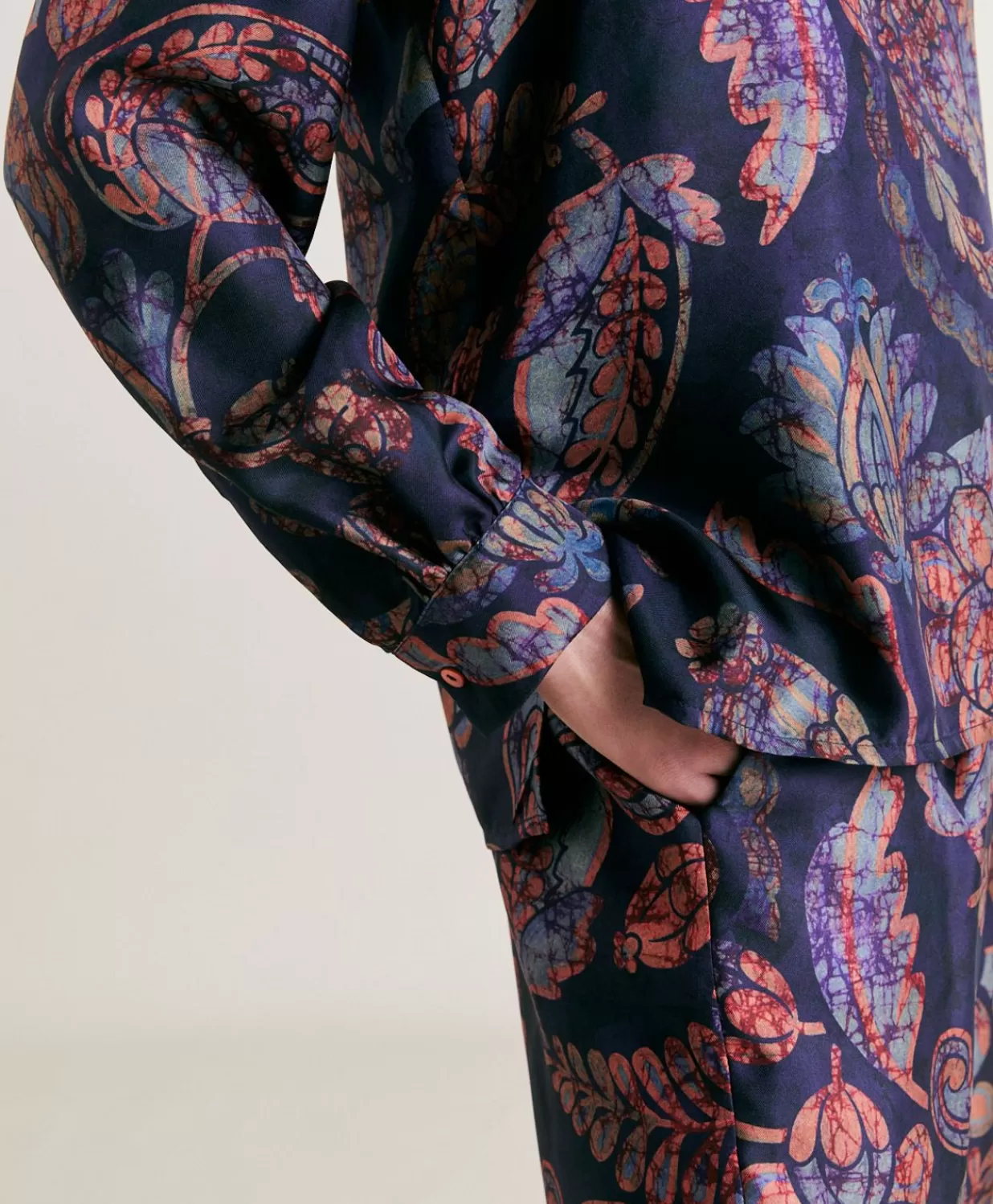 Momoni Costumes Et Costumes>Blouse En Serge De Soie Torret - Bleu Nuit Multicolore
