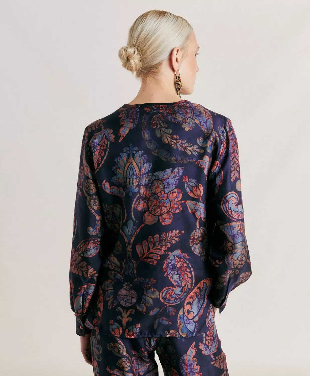Momoni Costumes Et Costumes>Blouse En Serge De Soie Torret - Bleu Nuit Multicolore