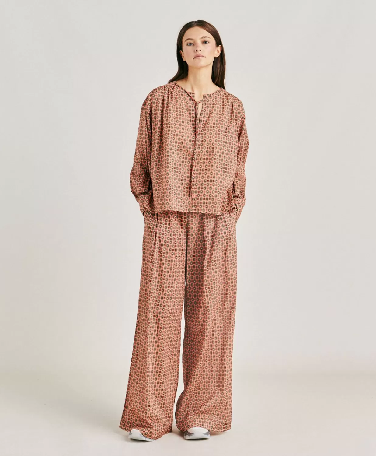 Momoni Chemisiers Et Chemises>Blouse Gypsofilia En Voile De Coton Imprime - Corail