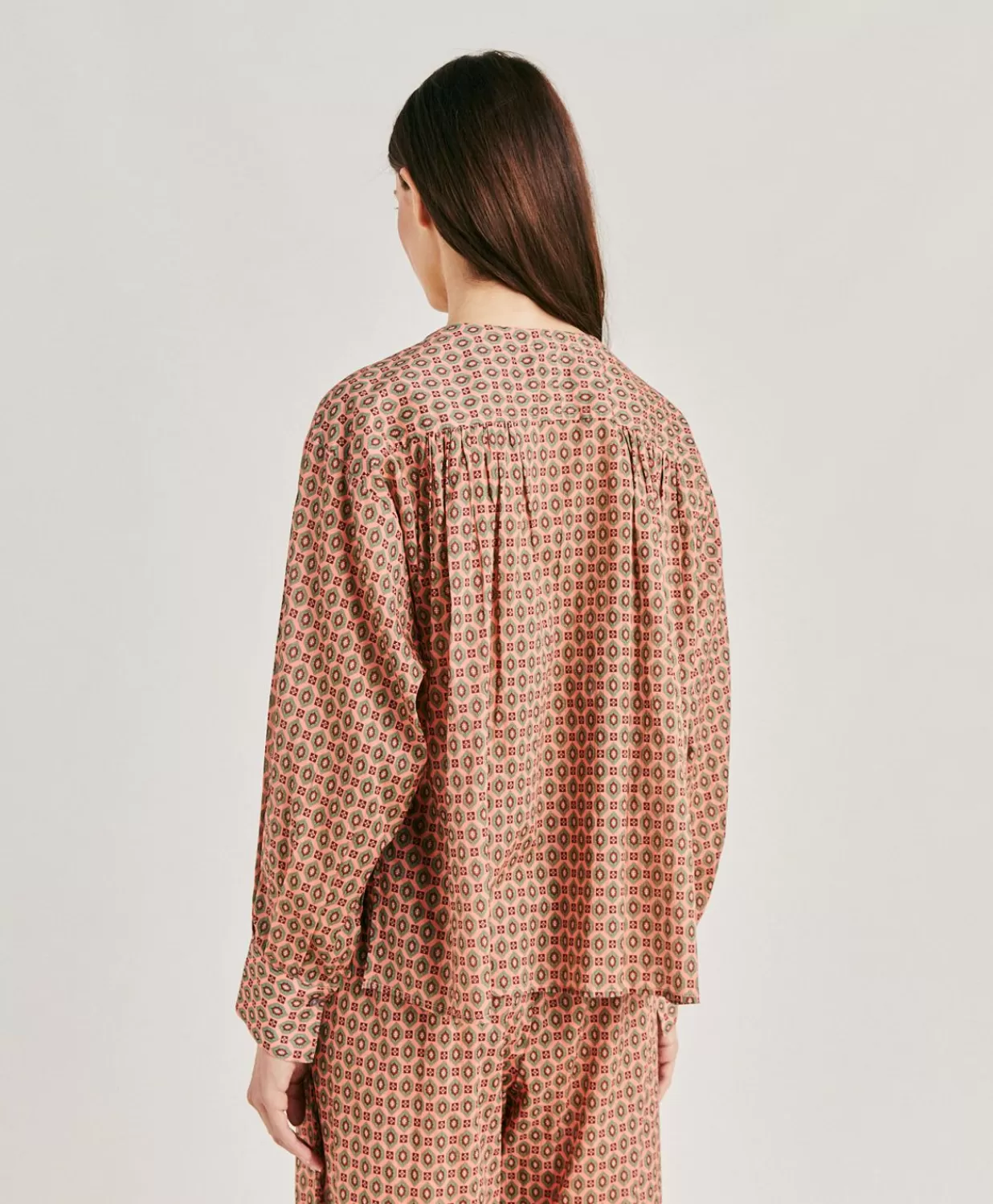 Momoni Chemisiers Et Chemises>Blouse Gypsofilia En Voile De Coton Imprime - Corail
