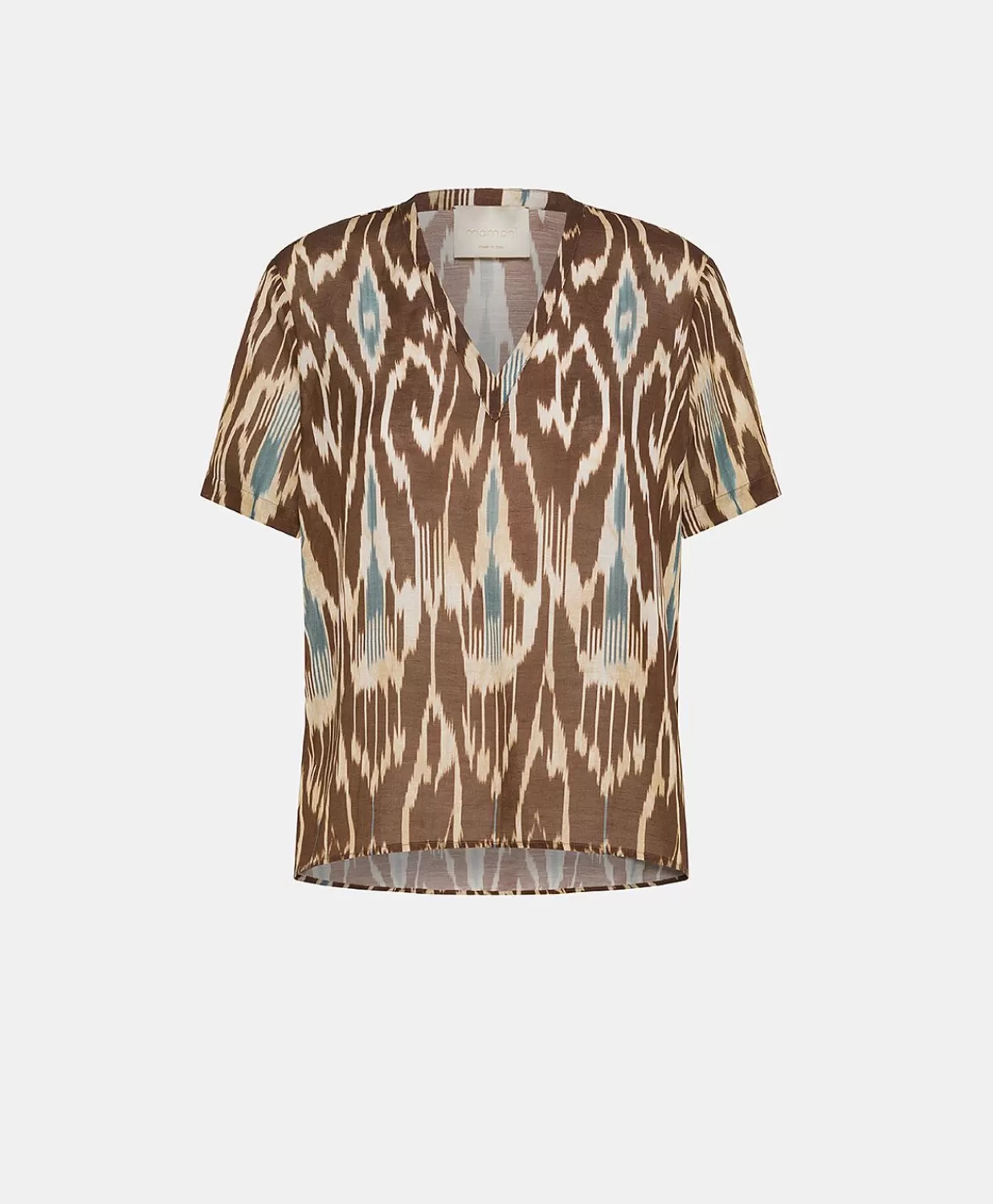 Momoni Chemisiers Et Chemises>Blouse Osmanto En Lin Viscose Imprime - Cacao Multicolore