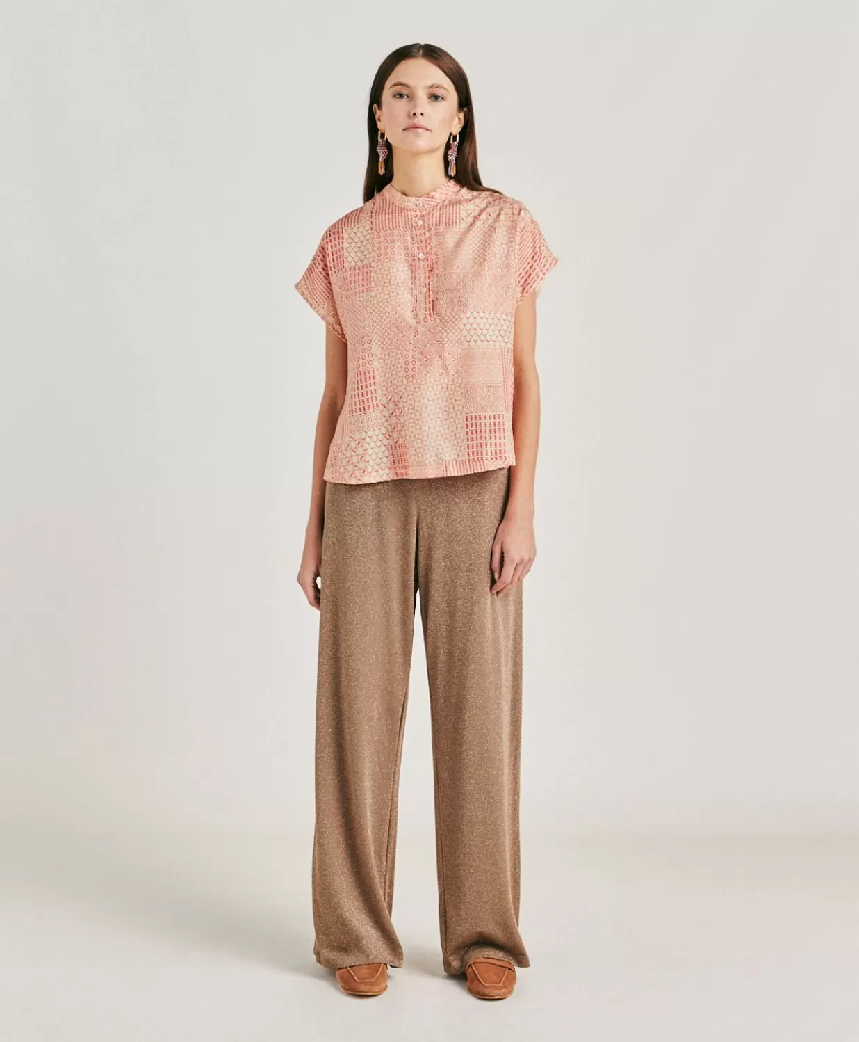 Momoni Chemisiers Et Chemises>Blouse Paso En Haboutai De Soie - Creme/Corail