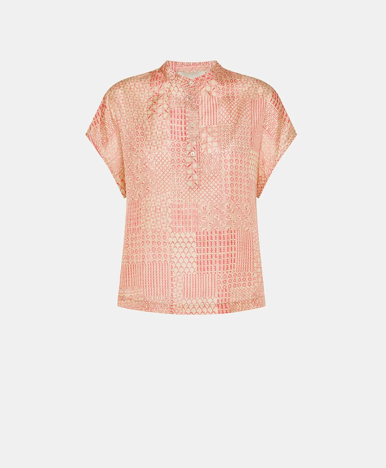 Momoni Chemisiers Et Chemises>Blouse Paso En Haboutai De Soie - Creme/Corail