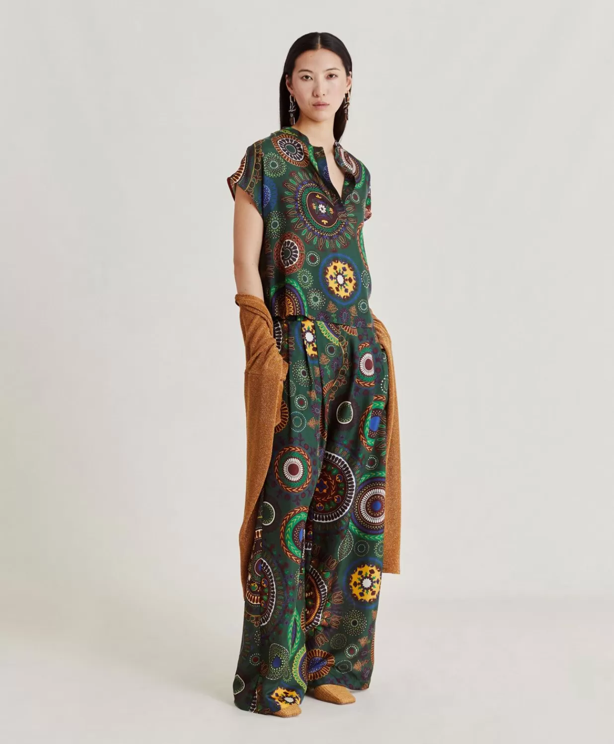 Momoni Chemisiers Et Chemises>Blouse Paso En Soie Haboutai - Vert Multicolore