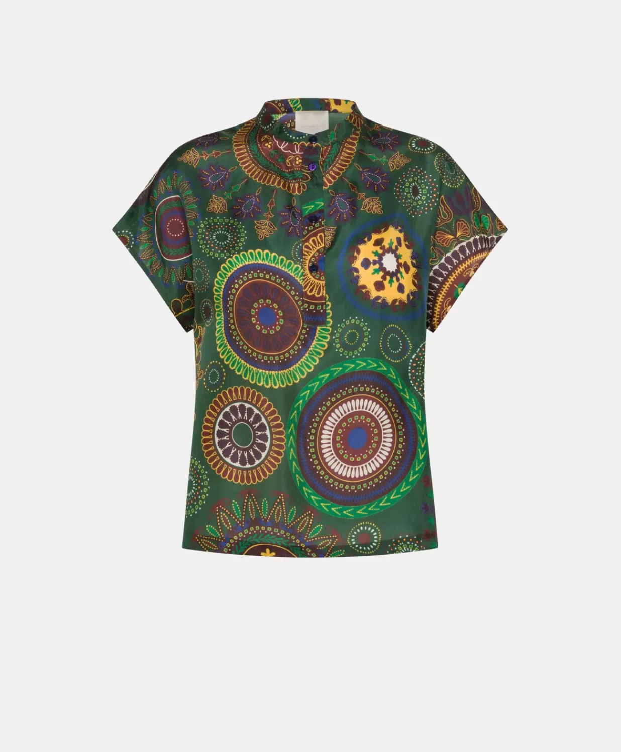 Momoni Chemisiers Et Chemises>Blouse Paso En Soie Haboutai - Vert Multicolore