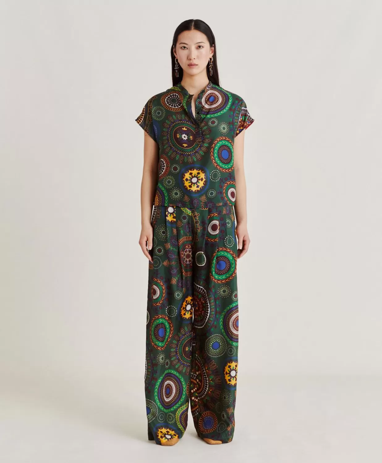 Momoni Chemisiers Et Chemises>Blouse Paso En Soie Haboutai - Vert Multicolore