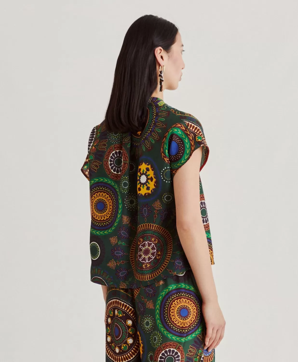 Momoni Chemisiers Et Chemises>Blouse Paso En Soie Haboutai - Vert Multicolore