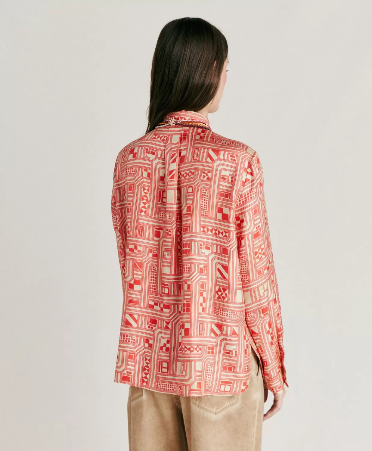 Momoni Costumes Et Costumes>Chemise Arles En Serge De Soie - Beige/Corail