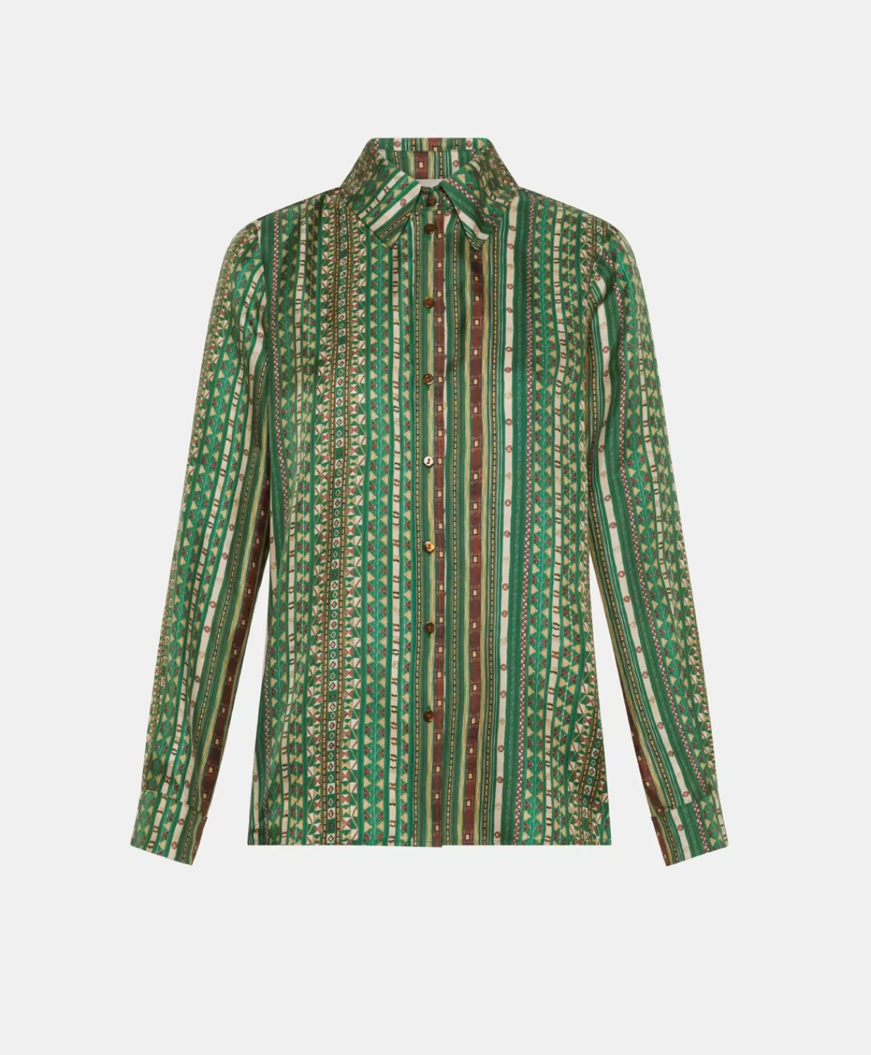 Momoni Chemisiers Et Chemises>Chemise Arles En Serge De Soie - Vert/Multicolore