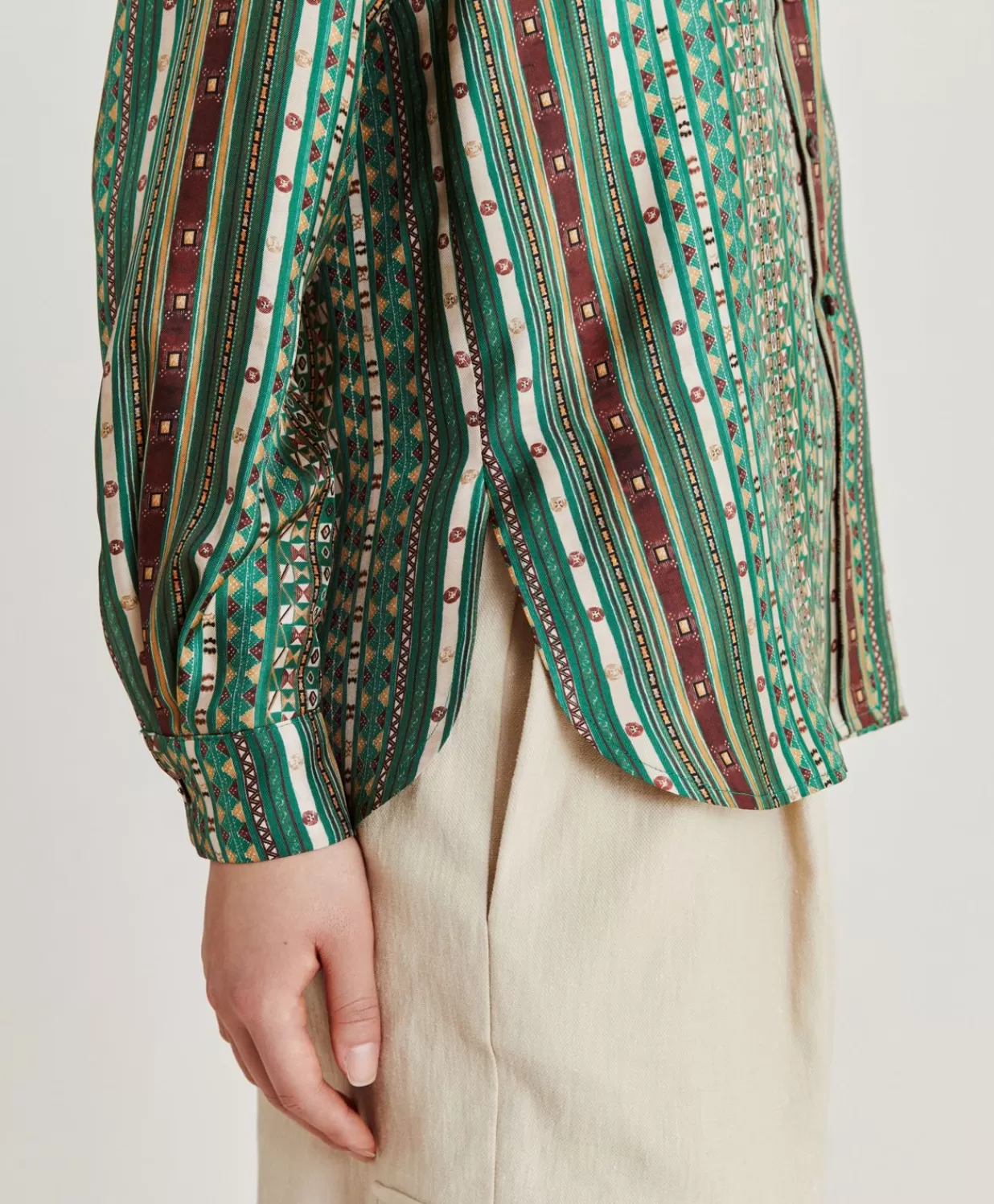 Momoni Chemisiers Et Chemises>Chemise Arles En Serge De Soie - Vert/Multicolore
