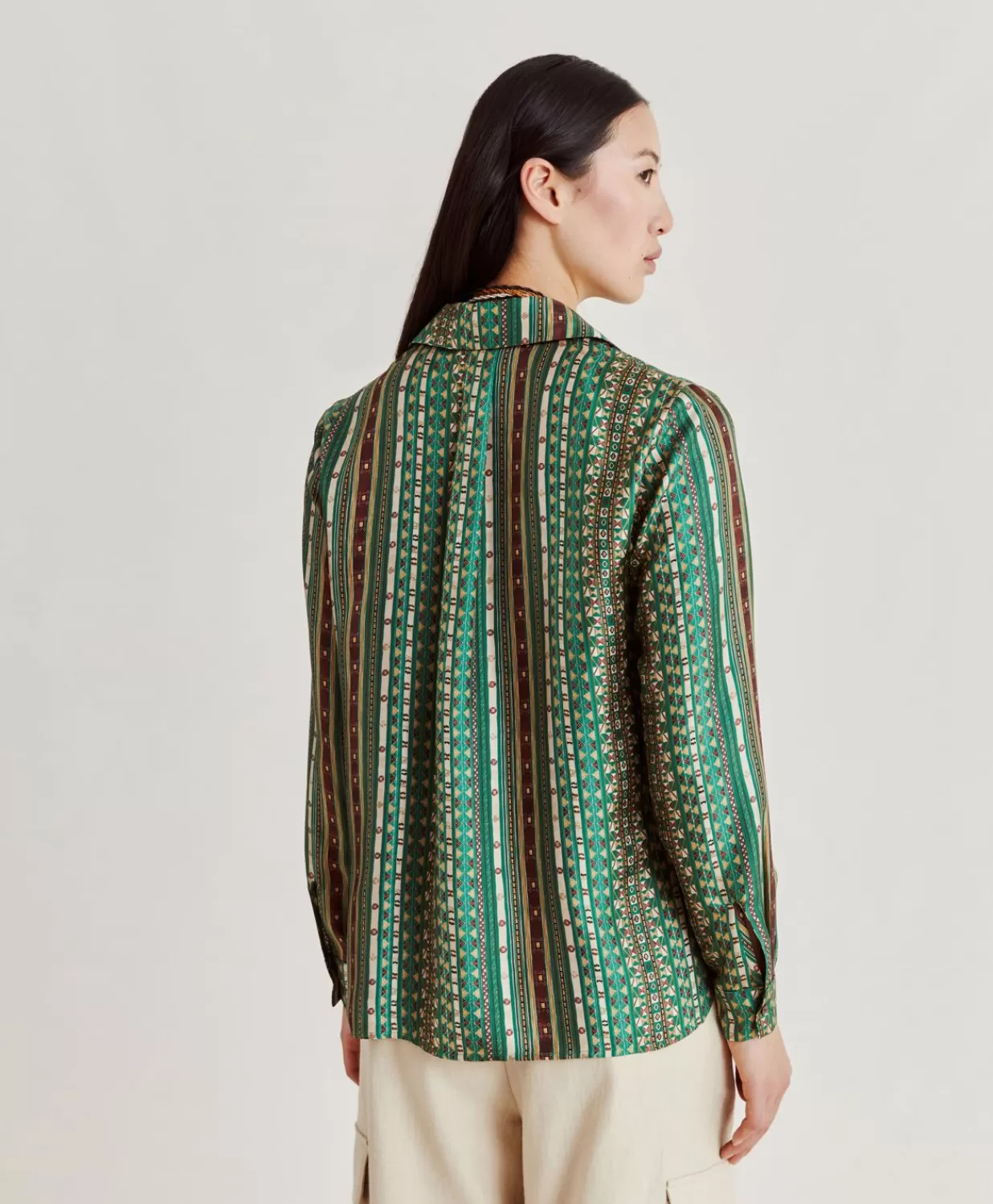 Momoni Chemisiers Et Chemises>Chemise Arles En Serge De Soie - Vert/Multicolore