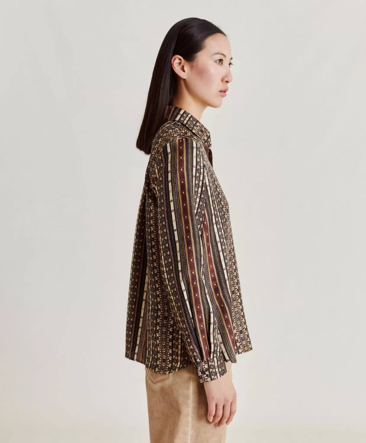 Momoni Chemisiers Et Chemises>Chemise Arles En Twill De Soie - Noir Multicolore