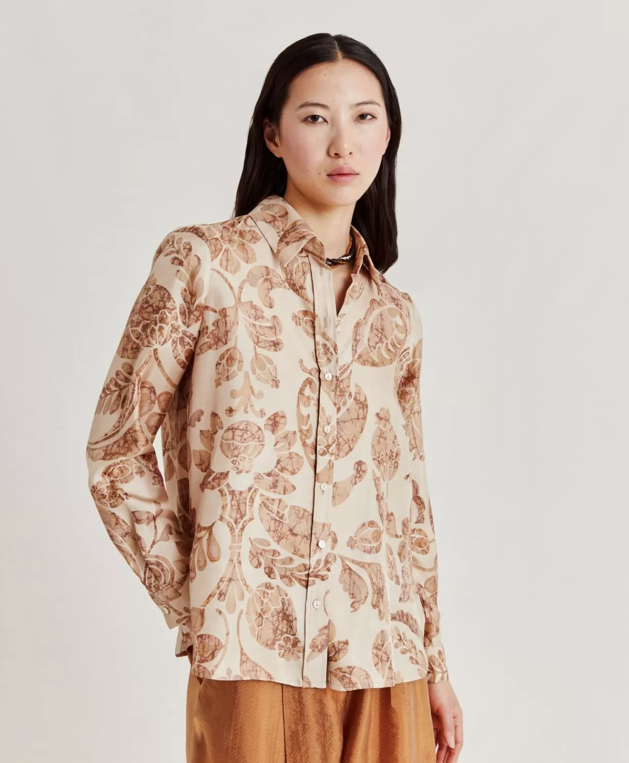 Momoni Chemisiers Et Chemises>Chemise Arles En Twill De Soie - Poudre Multicolore
