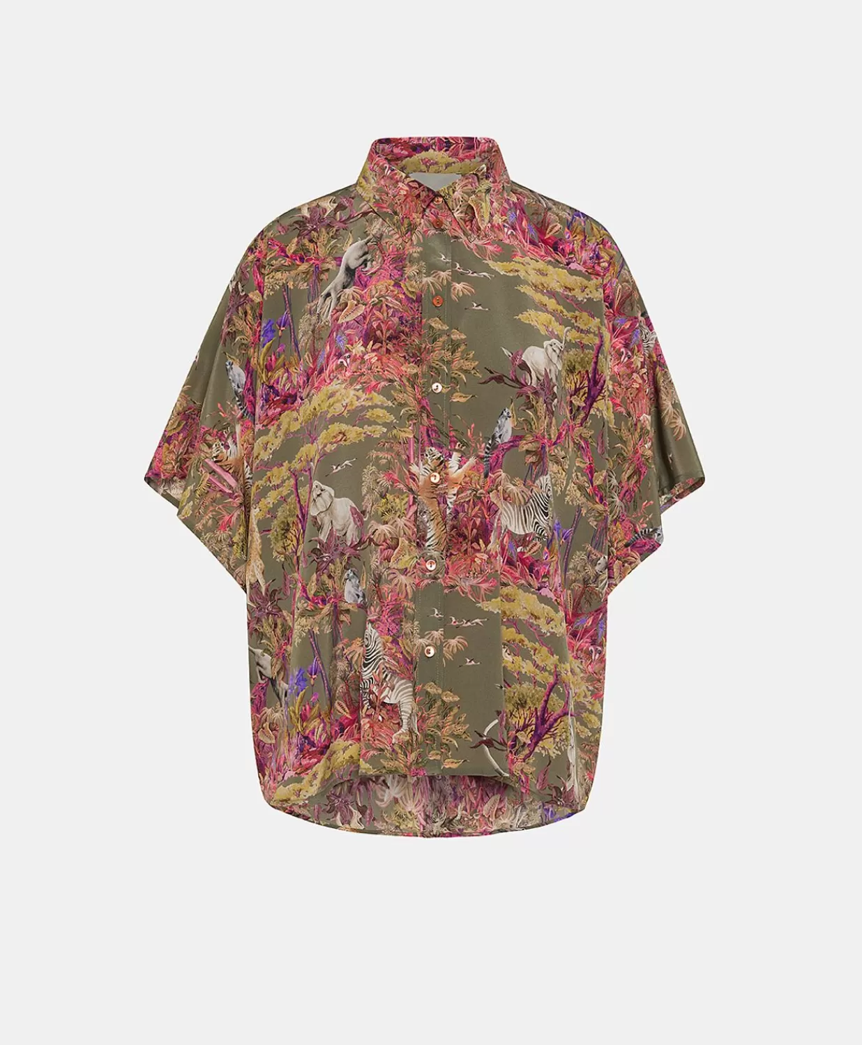 Momoni Chemisiers Et Chemises>Chemise Brooklyn Crepe De Chine - Olive Multicolore