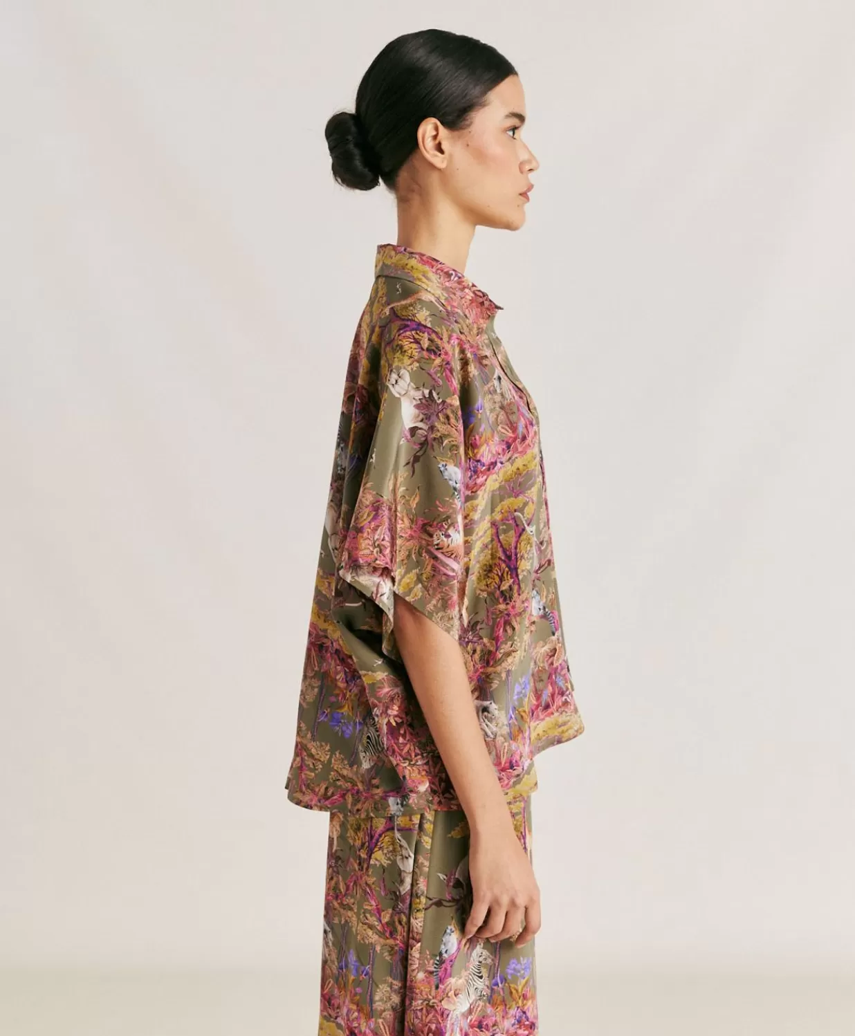 Momoni Chemisiers Et Chemises>Chemise Brooklyn Crepe De Chine - Olive Multicolore
