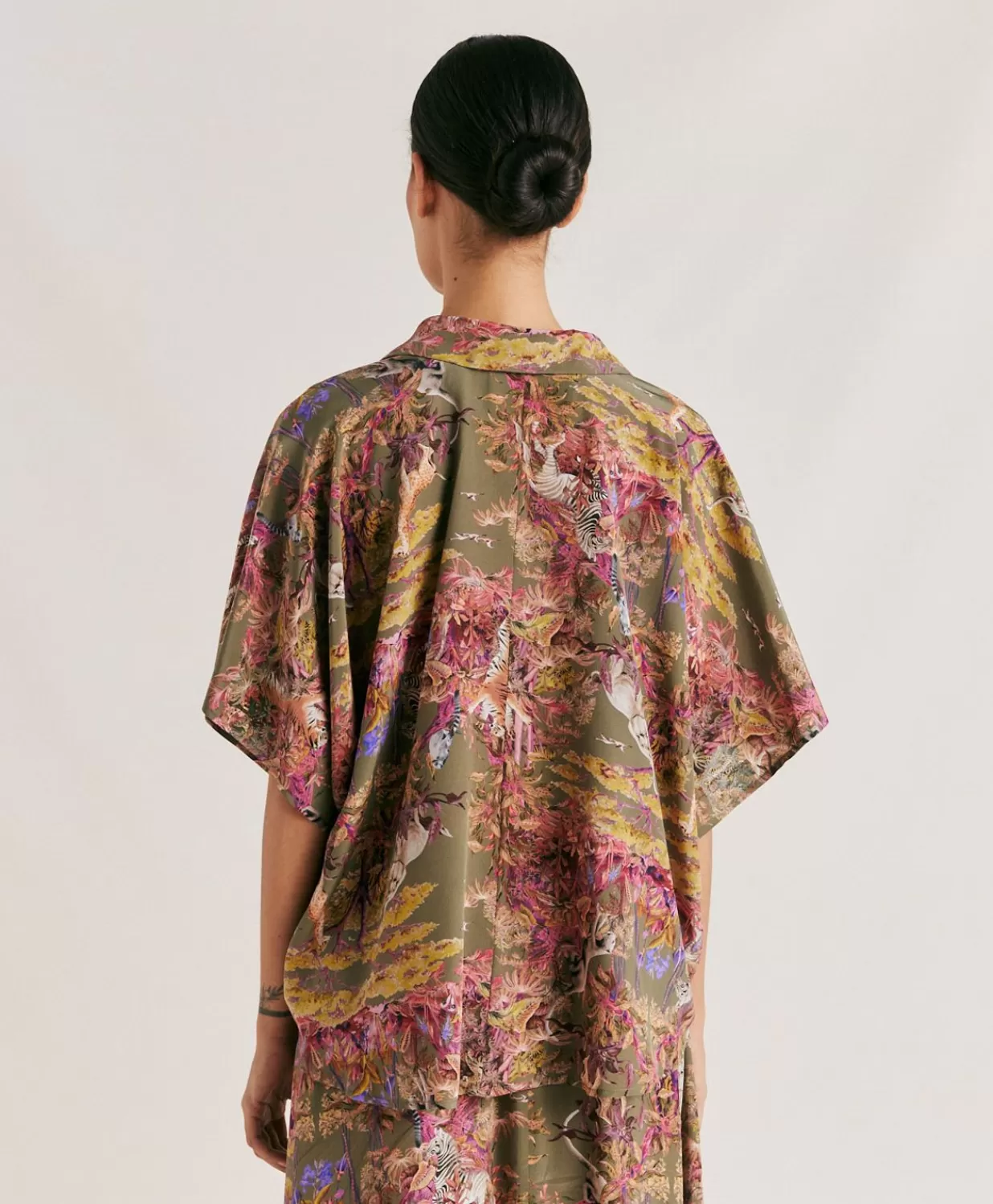 Momoni Chemisiers Et Chemises>Chemise Brooklyn Crepe De Chine - Olive Multicolore