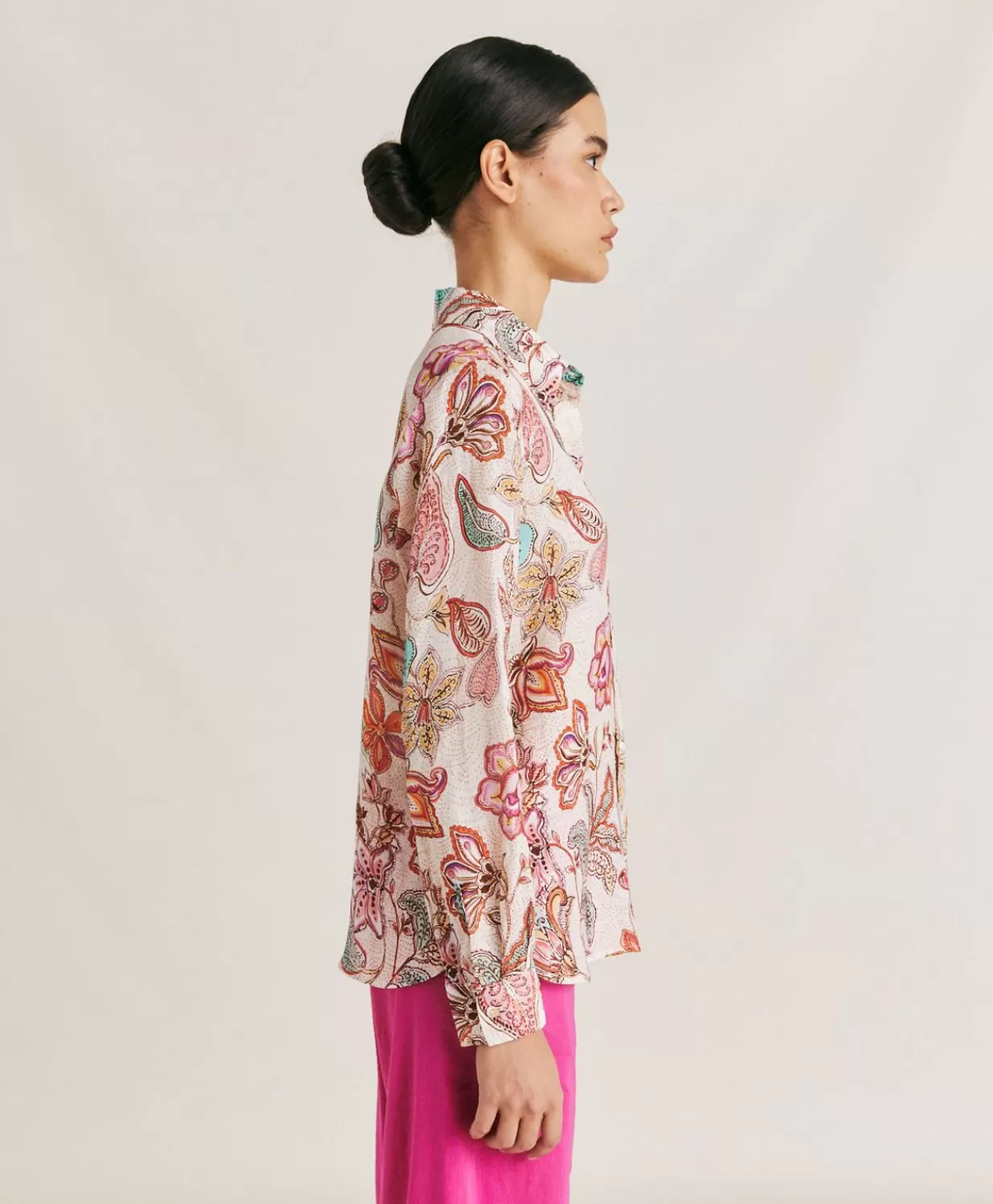 Momoni Chemisiers Et Chemises>Chemise Extreme En Lin Viscose - Rose Multicolore