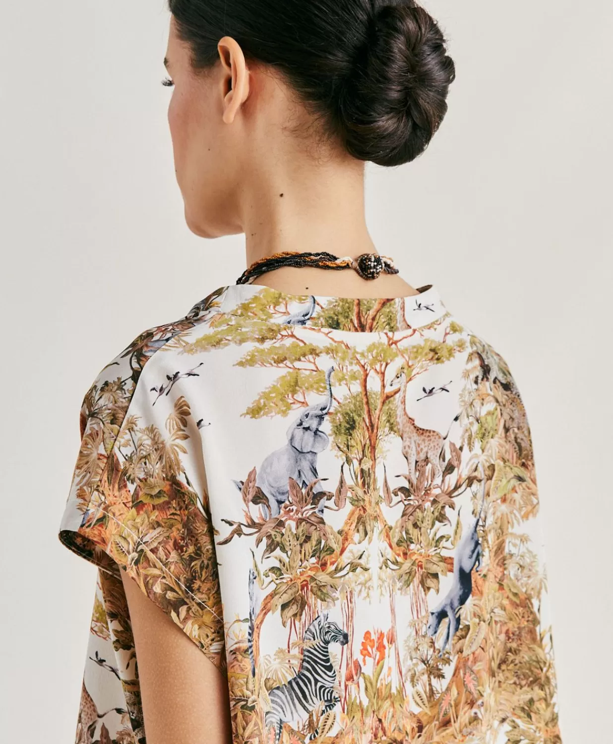 Momoni Chemisiers Et Chemises>Chemisier Curacao Crepe De Chine - Creme / Multicolore