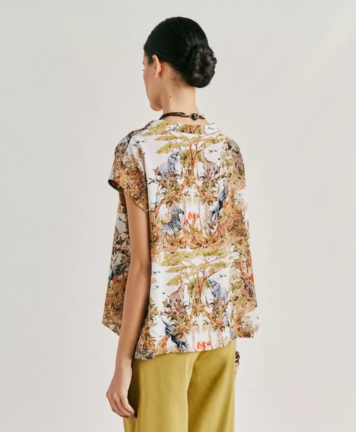 Momoni Chemisiers Et Chemises>Chemisier Curacao Crepe De Chine - Creme / Multicolore