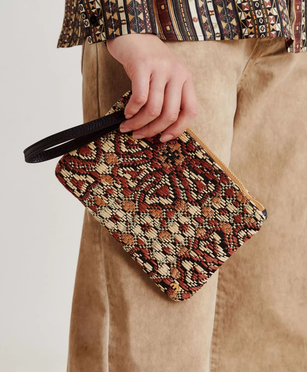 Momoni Sacs Et Pochettes>Fragua Pochette Avec Tissage - Noir Multicolore