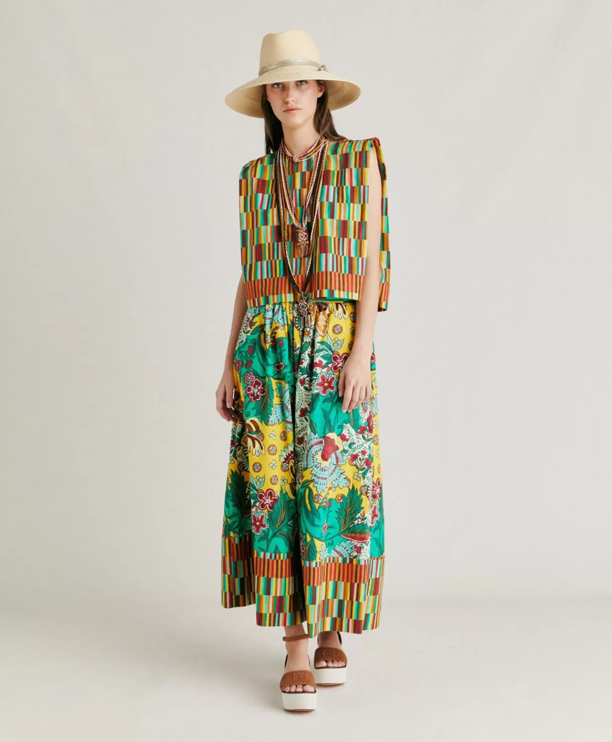 Momoni T-Shirts Et Hauts>Haut En Popeline Moon - Jaune Multicolore