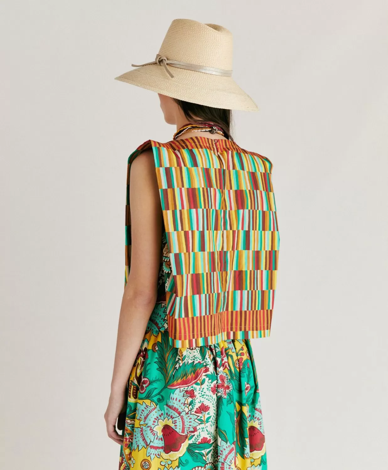 Momoni T-Shirts Et Hauts>Haut En Popeline Moon - Jaune Multicolore