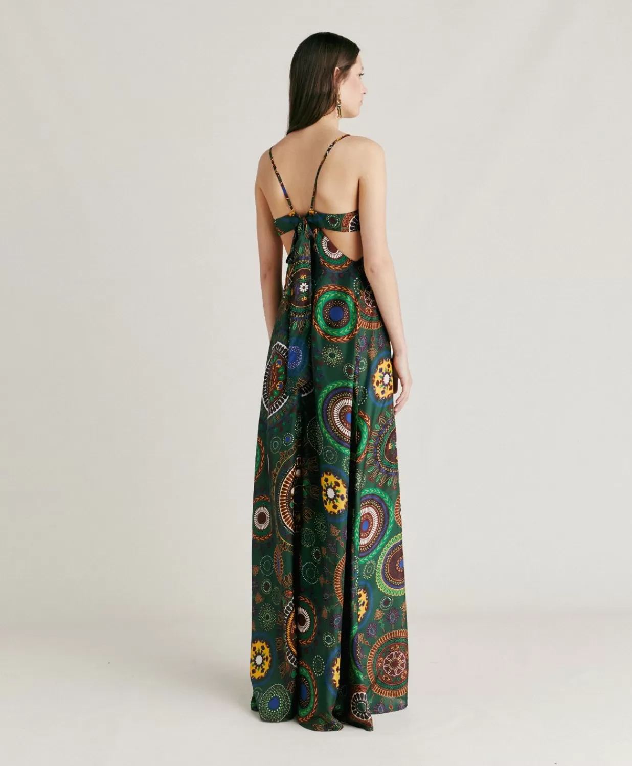 Momoni Vêtements>Jolie Robe En Haboutai De Soie - Vert Multicolore