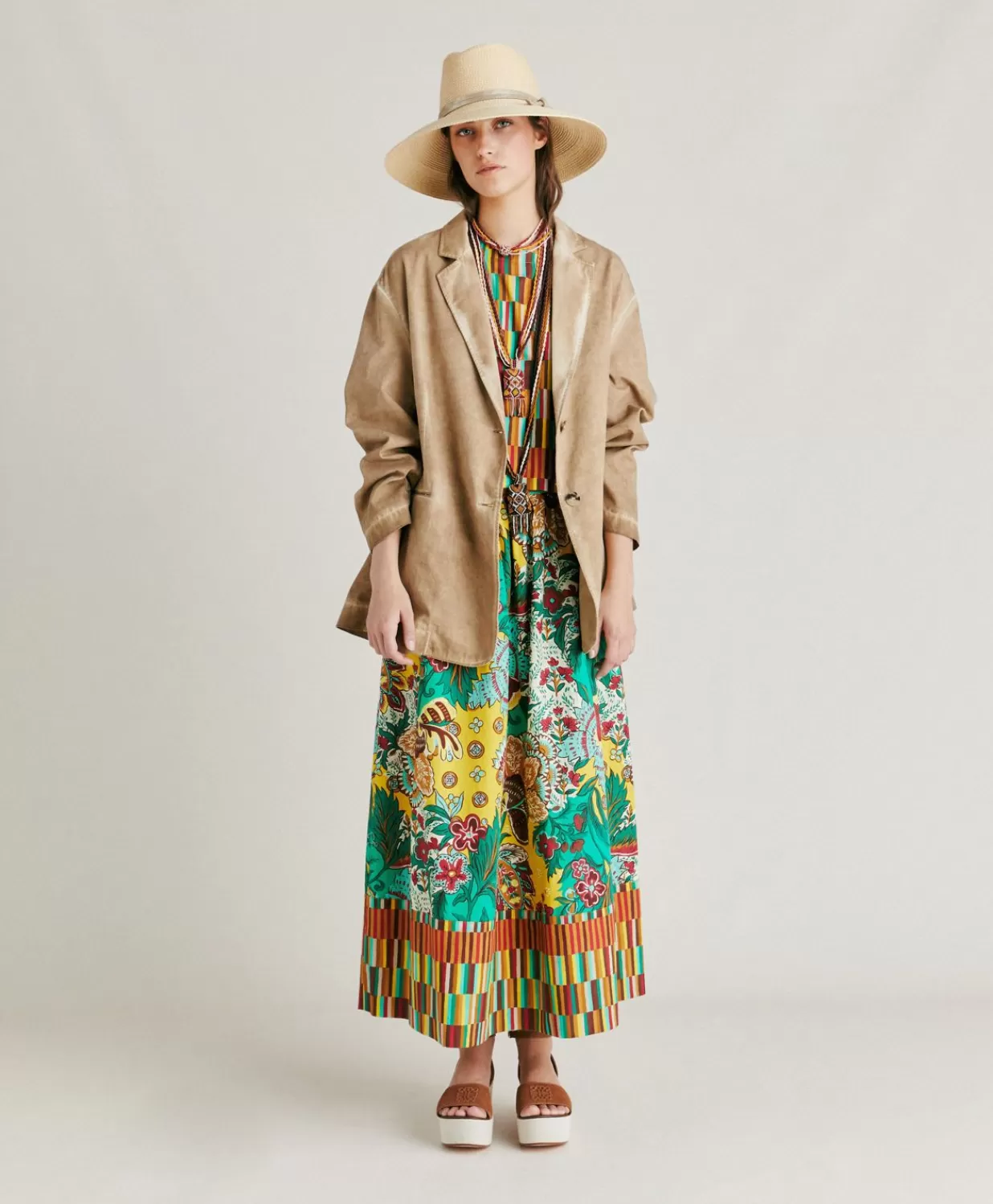 Momoni Jupes>Jupe Iris En Popeline - Jaune Multicolore