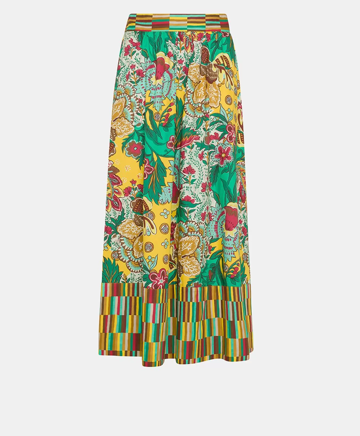 Momoni Jupes>Jupe Iris En Popeline - Jaune Multicolore