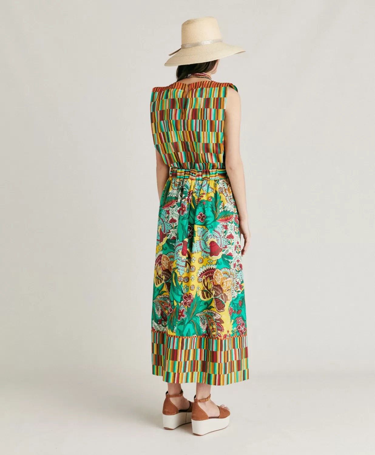 Momoni Jupes>Jupe Iris En Popeline - Jaune Multicolore
