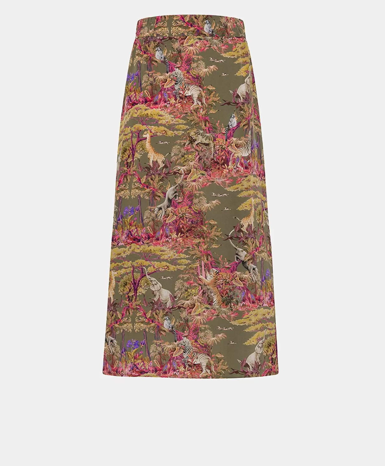 Momoni Jupes>Jupe Olla Crepe De Chine - Olive Multicolore