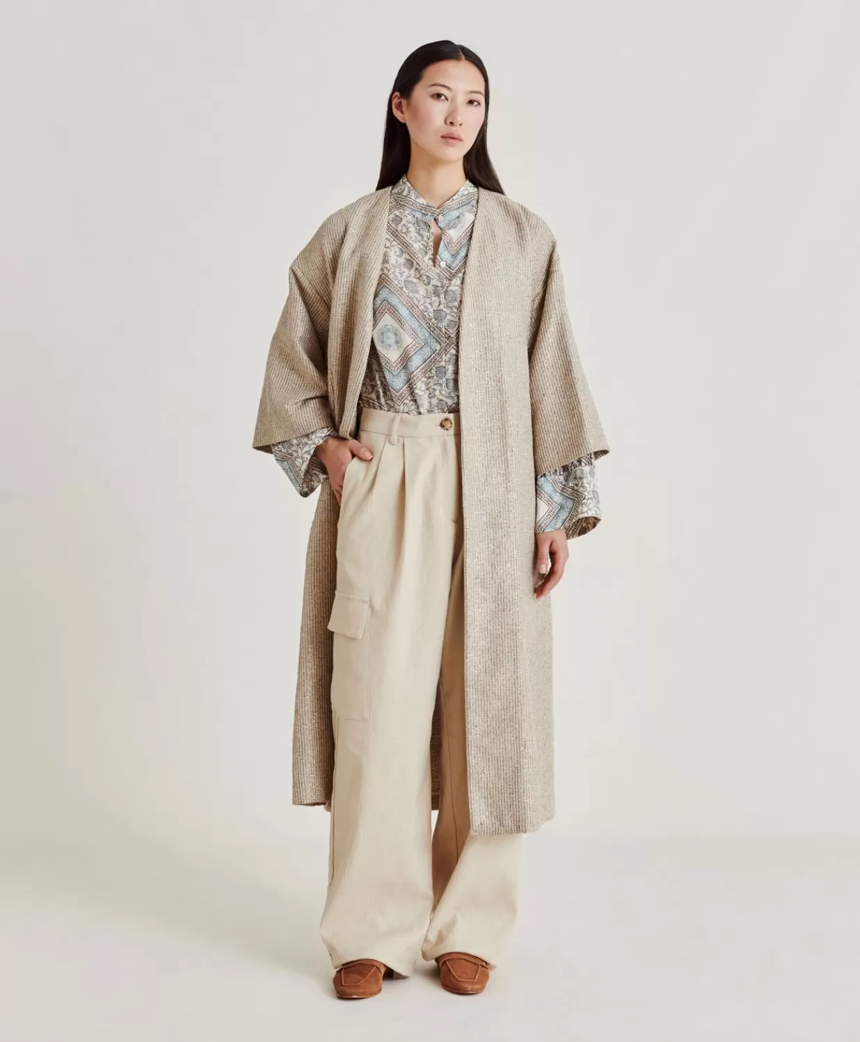 Momoni Trenchs Et Manteaux>Manteau Calla A Mat Lurex - Sable Multicolore