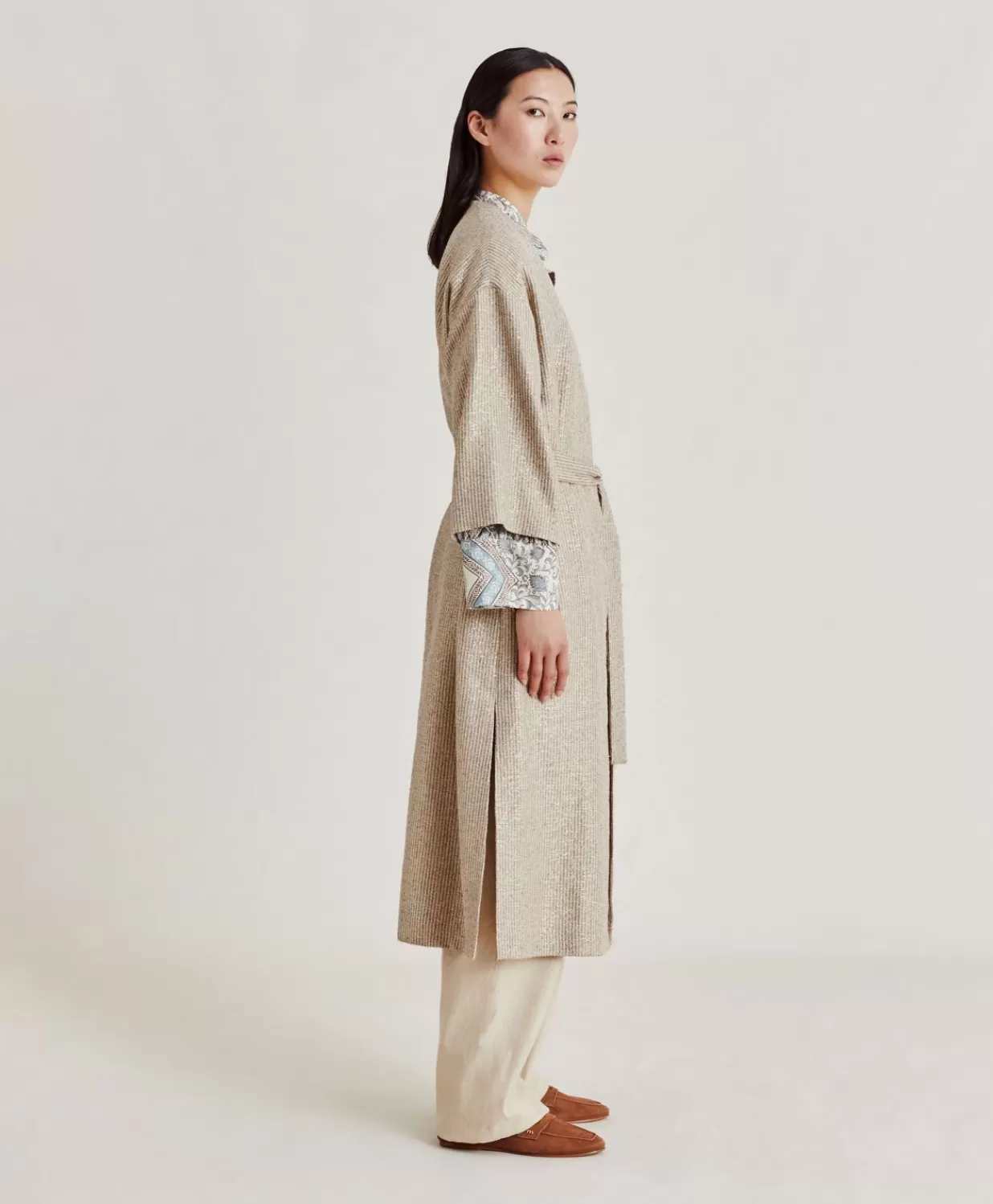 Momoni Trenchs Et Manteaux>Manteau Calla A Mat Lurex - Sable Multicolore