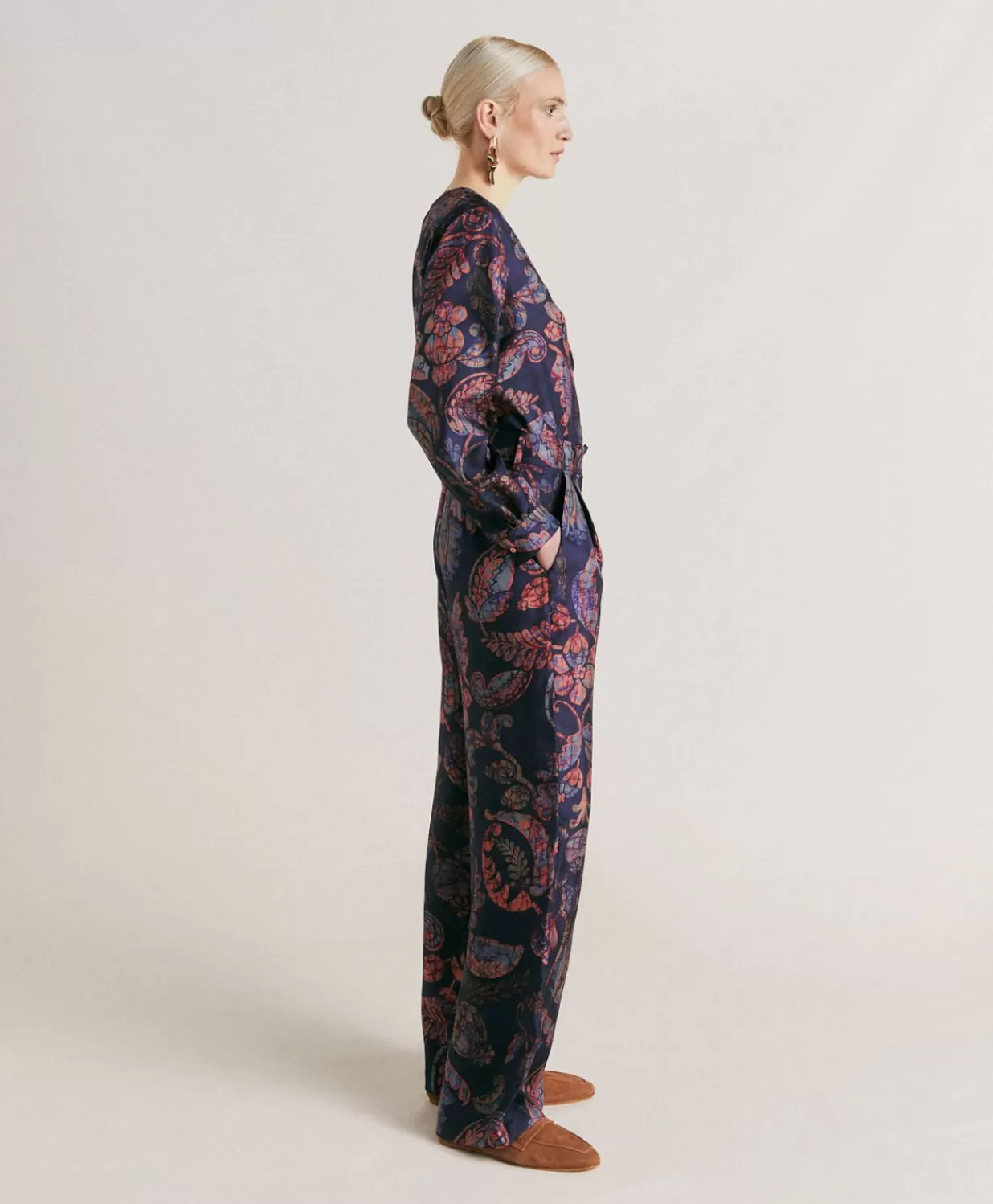 Momoni Costumes Et Costumes>Pantalon Austin En Serge De Soie - Multicolore Bleu Nuit