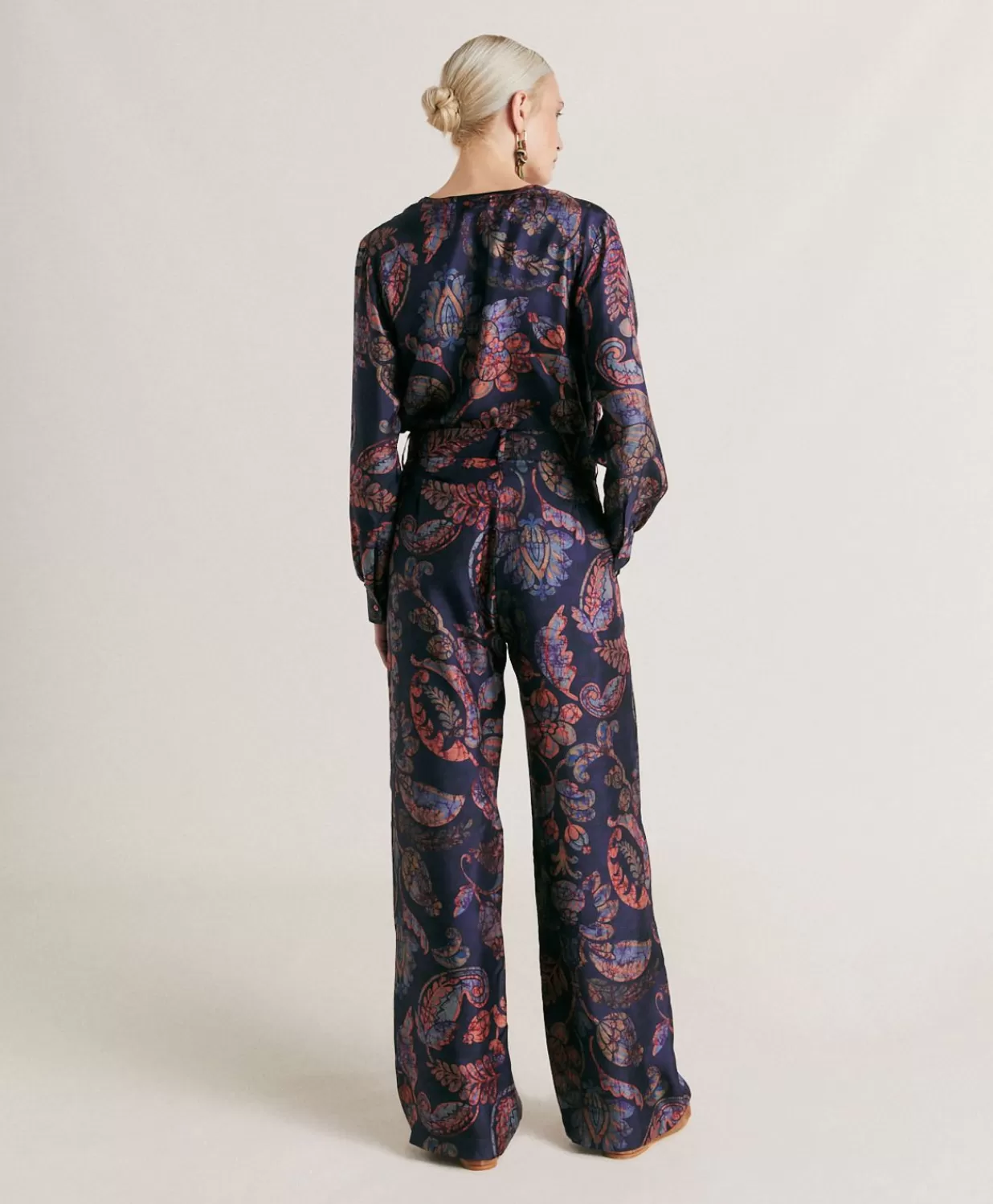 Momoni Costumes Et Costumes>Pantalon Austin En Serge De Soie - Multicolore Bleu Nuit