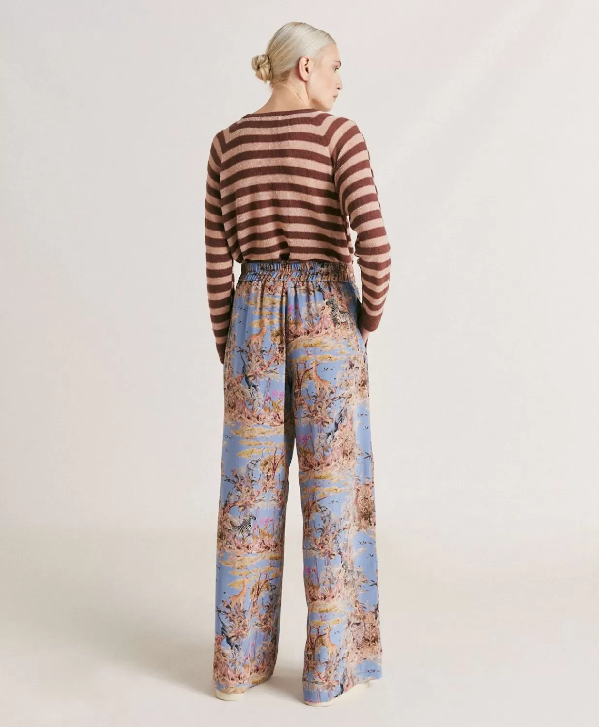 Momoni Pantalons Et Shorts>Pantalon En Crepe De Chine Baccarat - Multicolore Ceruleen