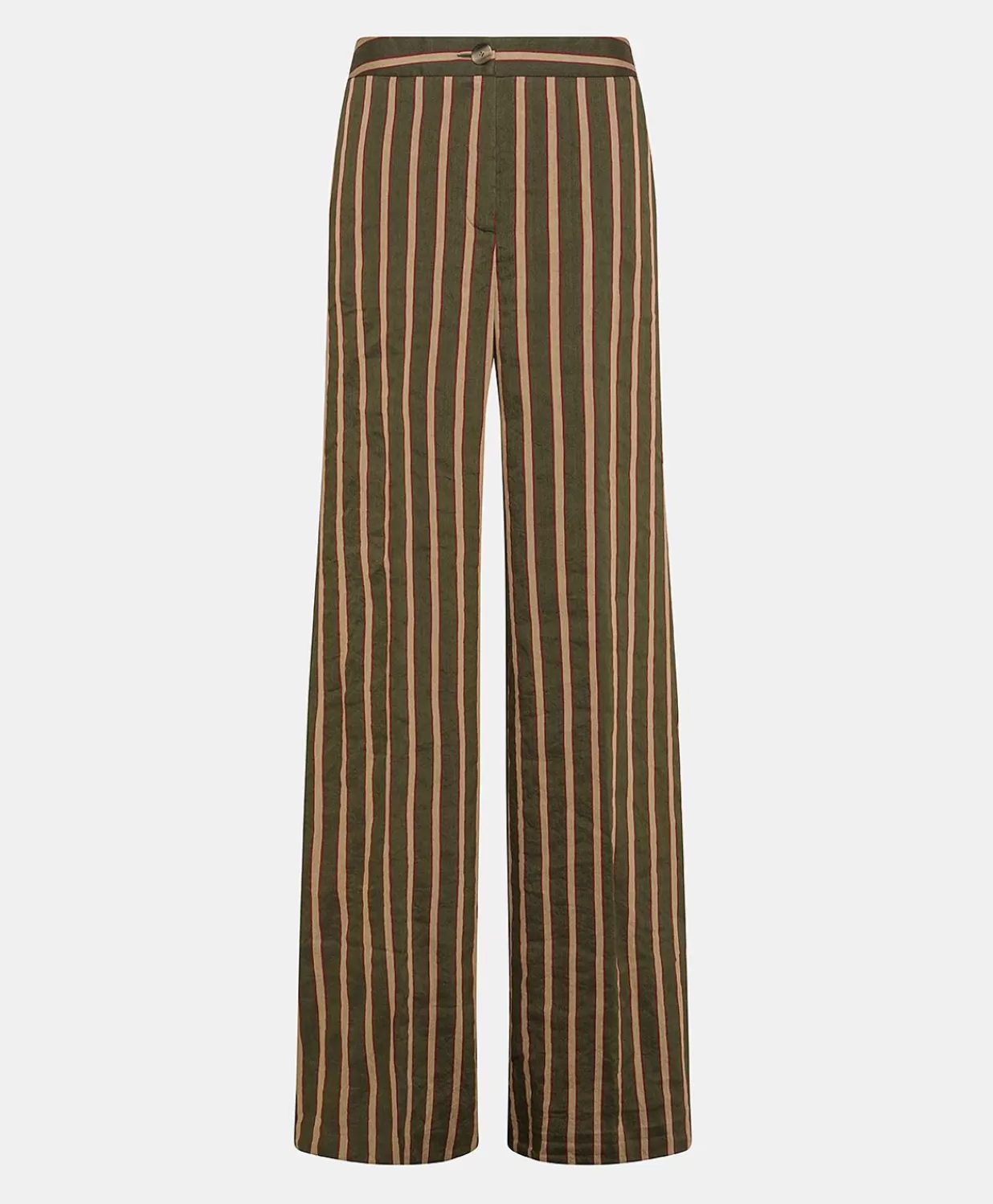 Momoni Pantalons Et Shorts>Pantalon En Lin Viscose Raye Candeo - Armee Multicolore