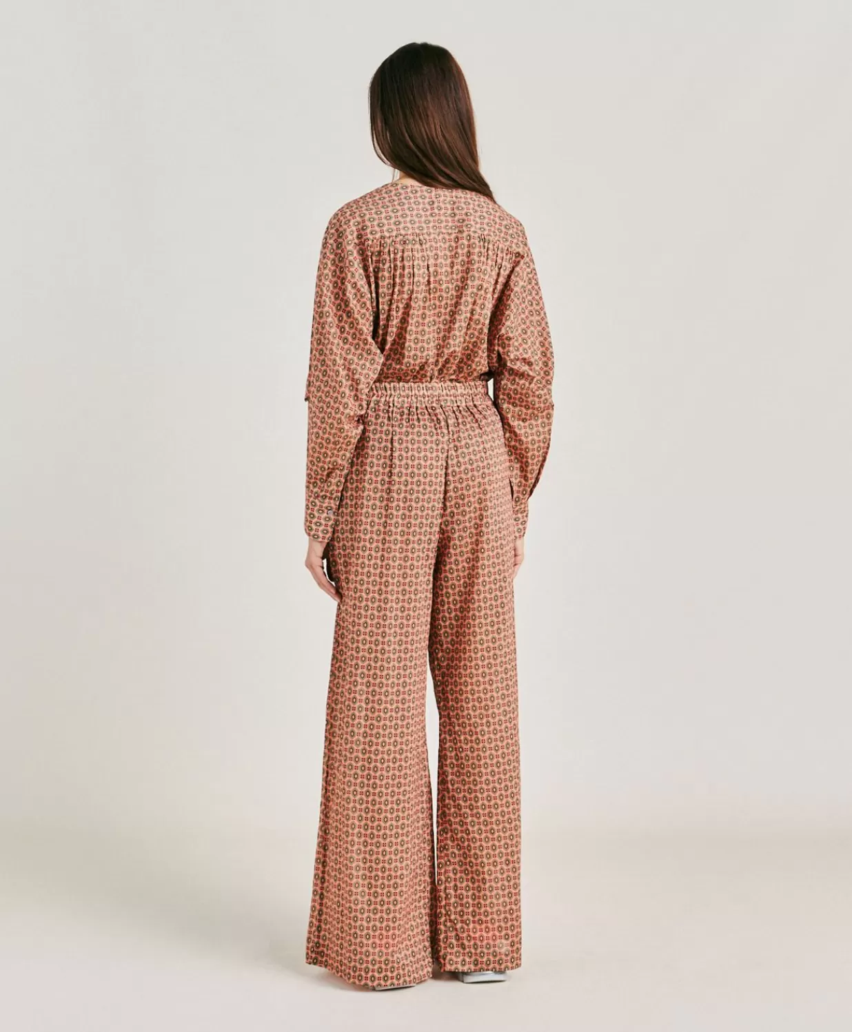 Momoni Pantalons Et Shorts>Pantalon En Voile De Coton Imprime Aspen - Corail