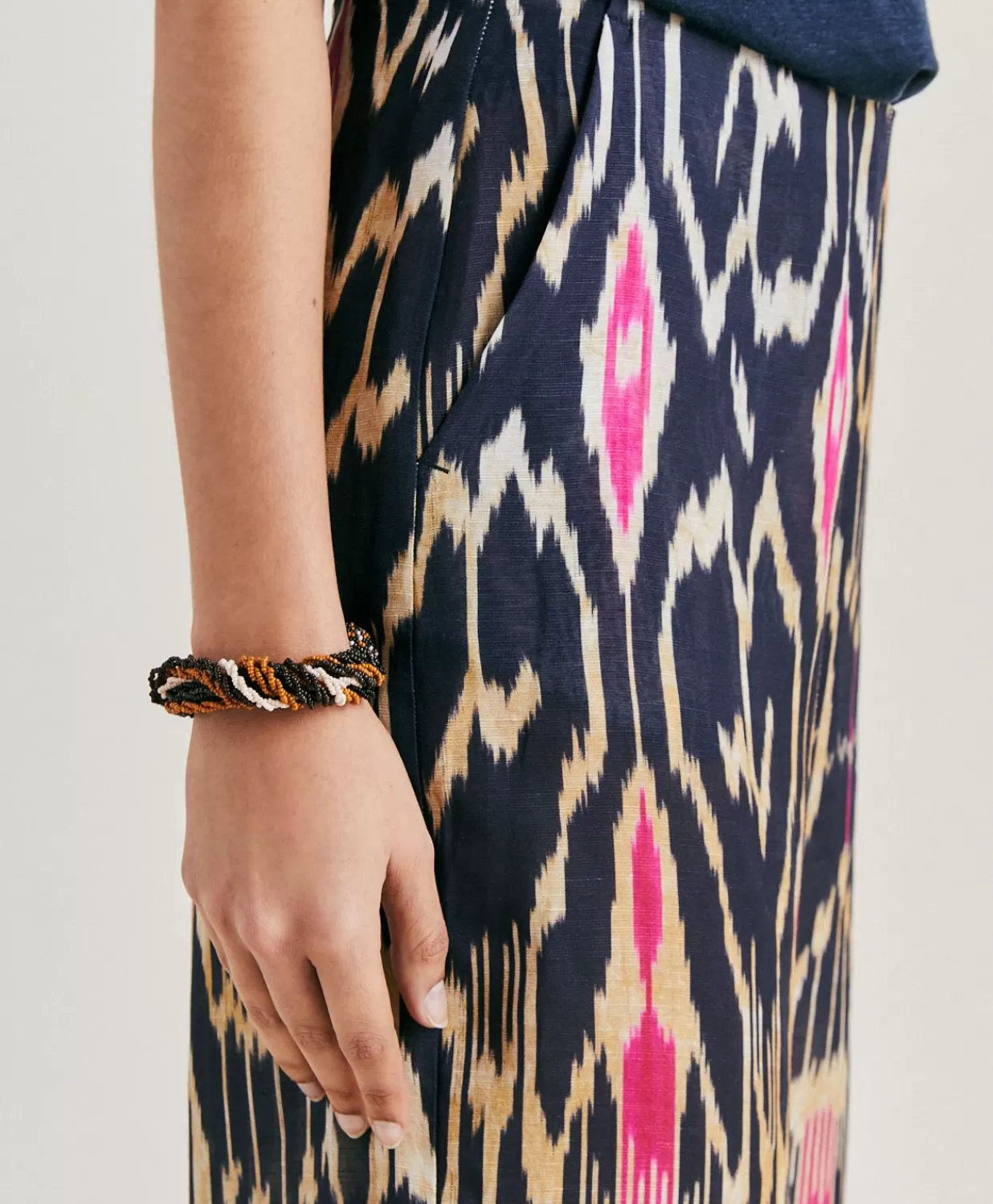 Momoni Pantalons Et Shorts>Pantalon Ginepro En Lin Viscose - Bleu Multicolore