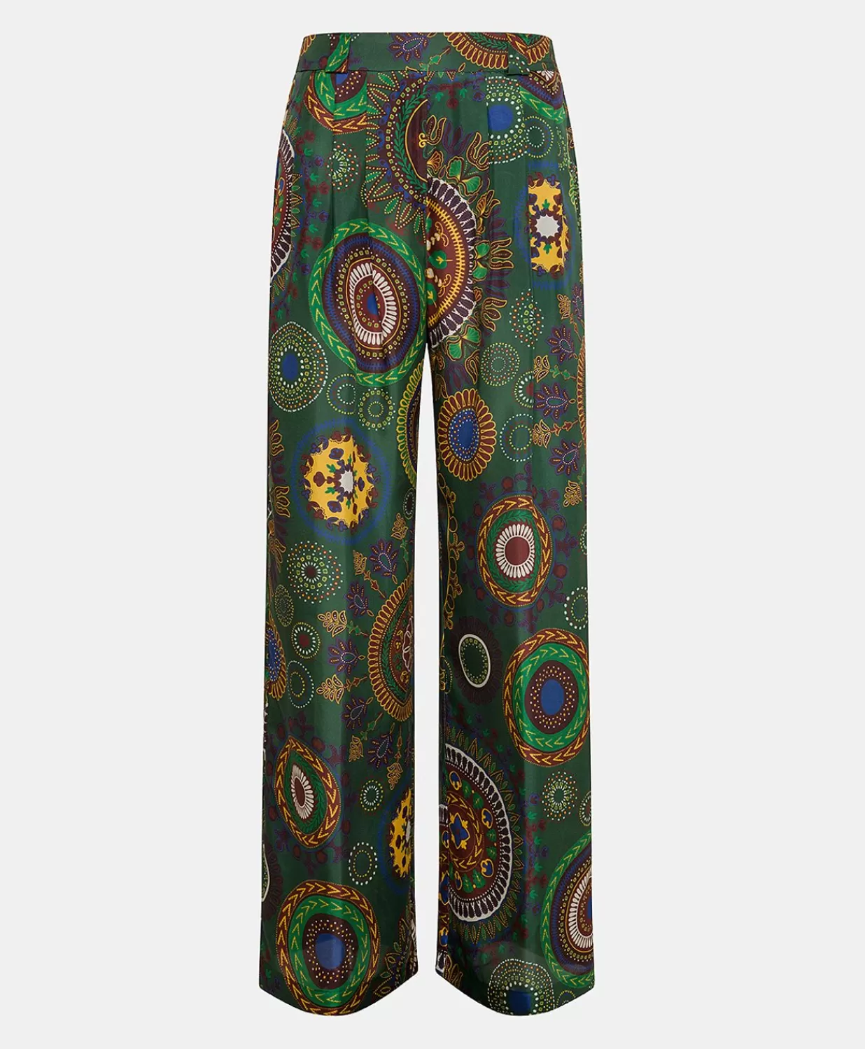 Momoni Pantalons Et Shorts>Pantalon Haboutai En Soie Lanzarote - Vert Multicolore