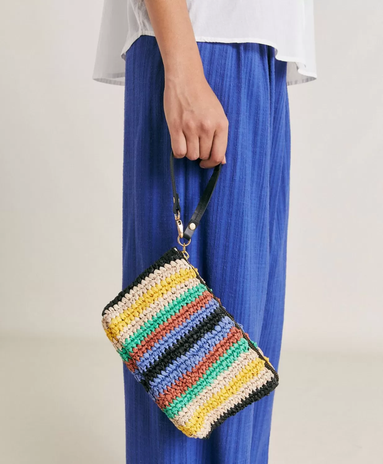 Momoni Sacs Et Pochettes>Pochette En Raphia Raye Yamir - Multicolore