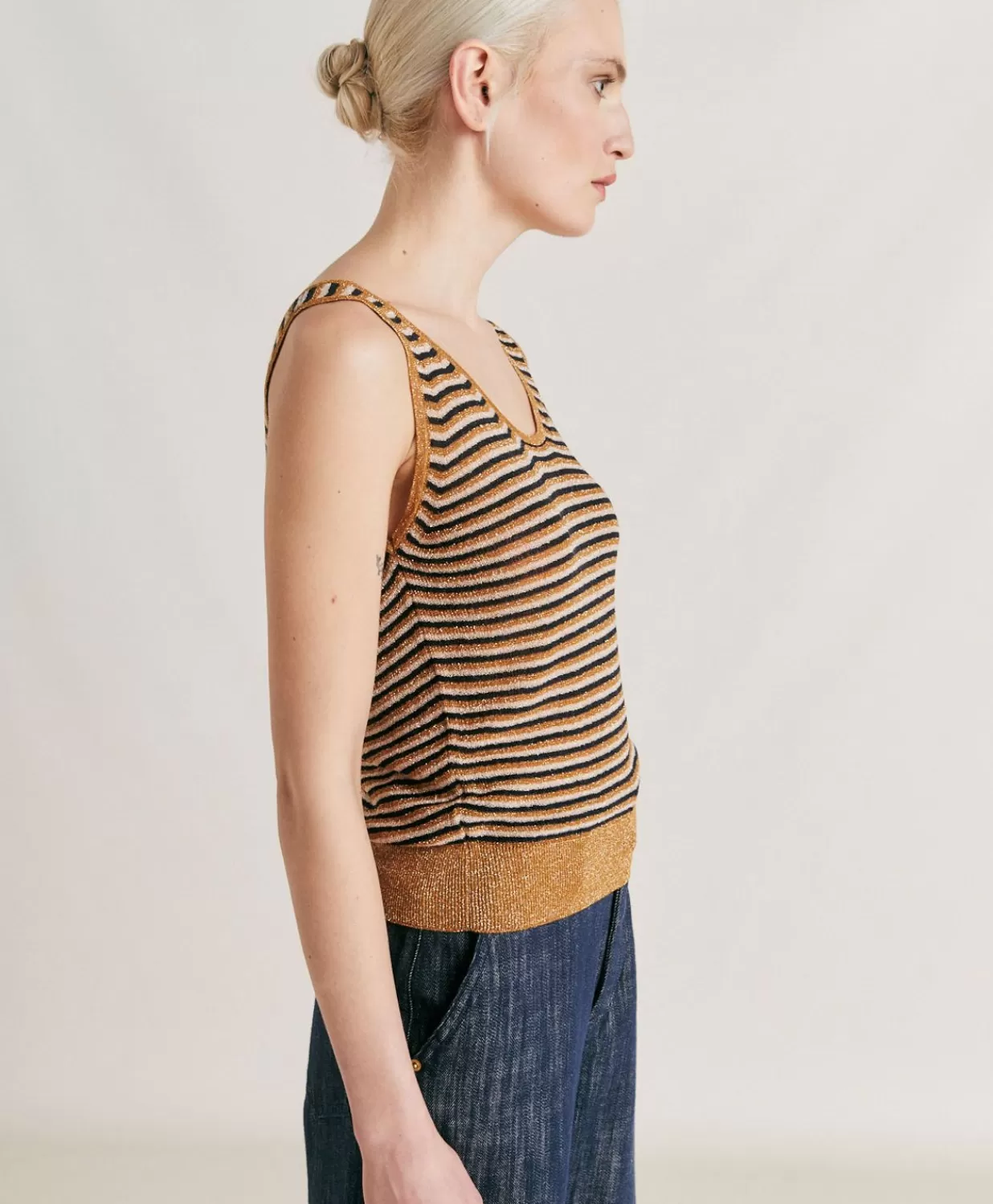 Momoni Tricots>Pull Raye Nacre Liccia - Multicolore