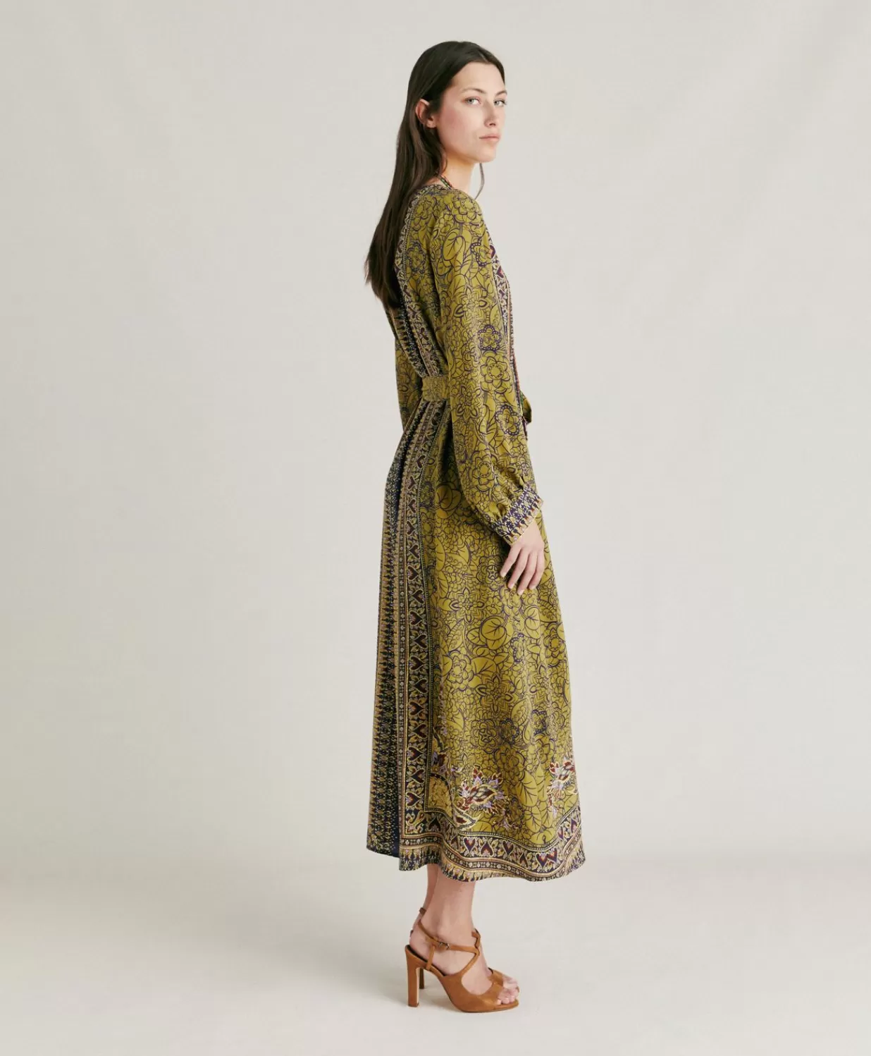 Momoni Vêtements>Robe Adelma Crepe De Chine - Bleu Multicolore