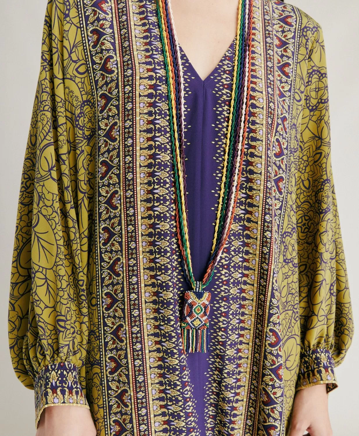 Momoni Vêtements>Robe Adelma Crepe De Chine - Bleu Multicolore